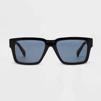 Women's Shiny Plastic Rectangle Sunglasses - Universal Thread™ Black