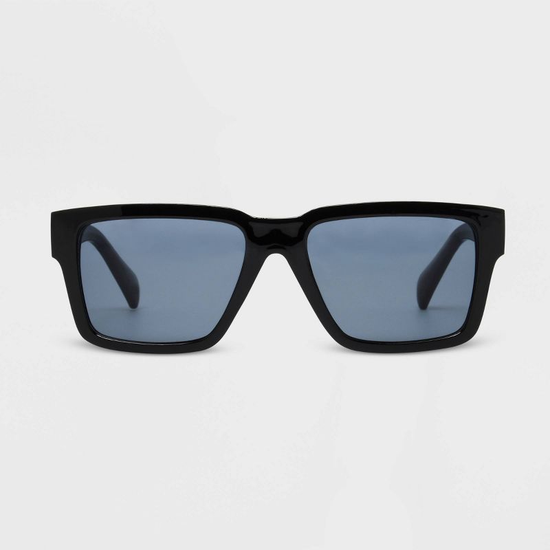 Women&#39;s Shiny Plastic Rectangle Sunglasses - Universal Thread&#8482; Black, 1 of 3