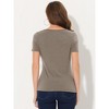INSPIRE CHIC Women's Cowl Neck Short Sleeve Button Decor Ruched Front Casual  Basic T-shirt - 3 of 4