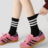 Anna-Kaci Women's 3 Pack Crew Socks Set Ribbed Knit Athletic Stripe and Classic Pattern Casual Everyday Wear - 3 of 4
