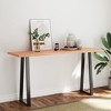 vidaXL Table Top Light Brown 63"x19.7"x(0.8"-1.6") Treated Solid Wood Live Edge - 3 of 4