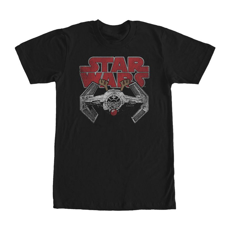 Men's Star Wars TIE Fighter Christmas Reindeer T-Shirt, 1 of 5