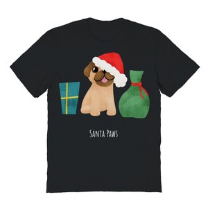 Rerun Island Men's Santa Paws Christmas Short Sleeve Graphic Cotton T-Shirt - 1 of 1