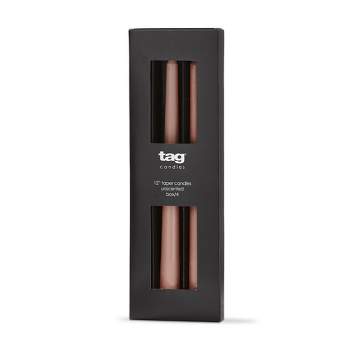 tag Color Studio 12" Traditional Taper Unscented Smokeless Paraffin Wax Candle Blush, Set of 4, Burn Time 8 hrs.