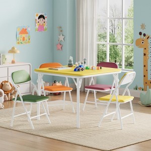 5 Piece Boys Girls Folding Table and Chairs Set, Activity Table and Chairs Set for Dining Room,Daycare,Classrooms - 1 of 4