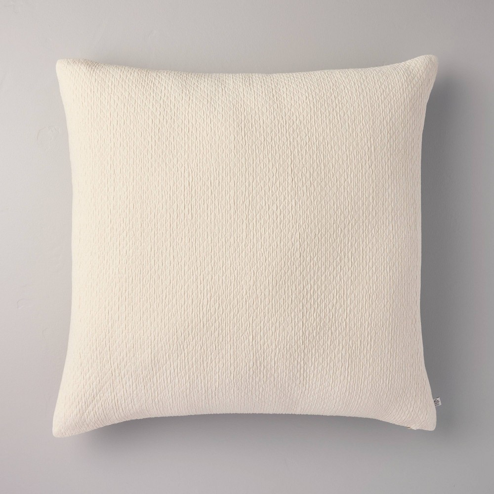 Photos - Pillow 26"x26" Micro Diamond Textured Euro  Cream - Hearth & Hand™ with Mag