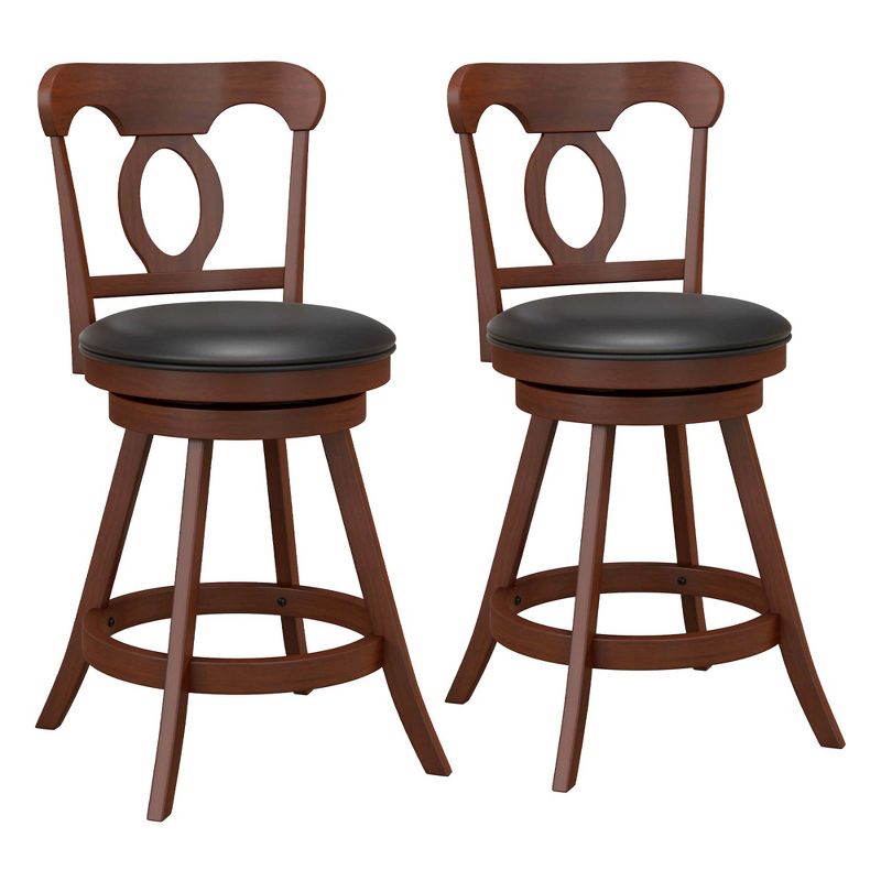Costway Set of 2 Bar Stools  Swivel Counter Height Chairs with Footrest for Kitchen, 1 of 9