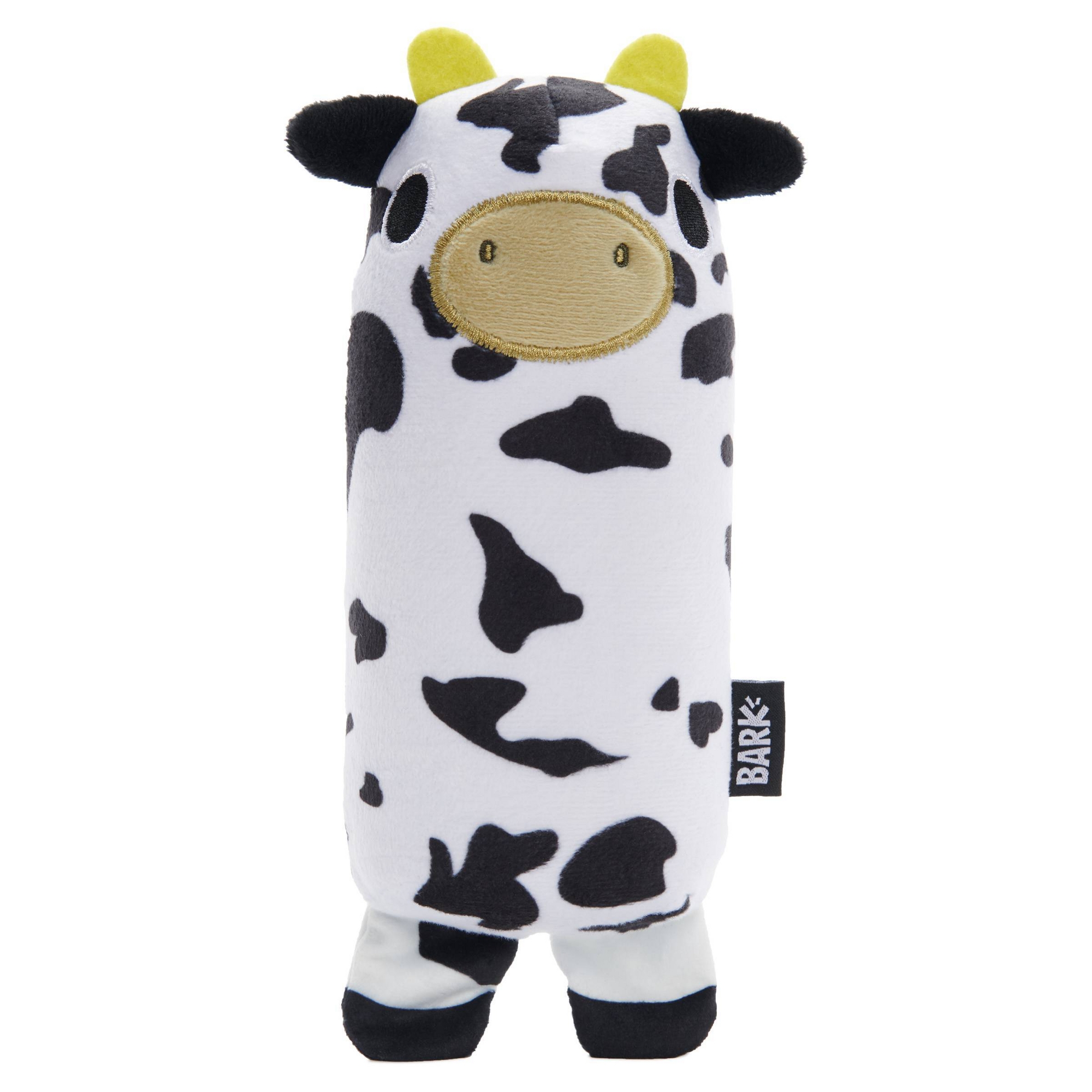 BARK Super Chewer Mad Cow Dog Toy: Squeaks, Stuffing Free, Interactive, All Ages