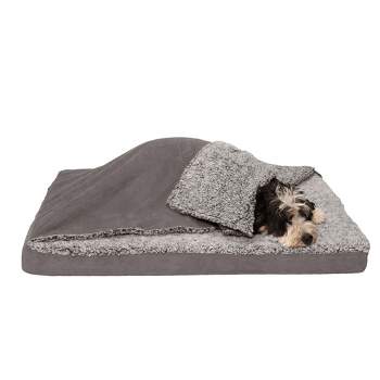 FurHaven Minky Faux Fur & Suede Pillow-Top Orthopedic Dog Bed - Titanium Gray / Medium
