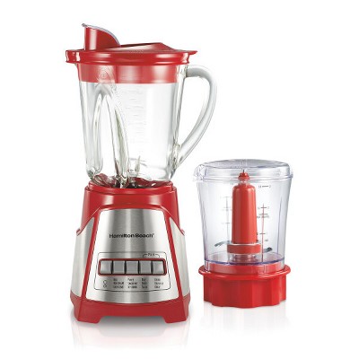 Hamilton Beach Blender / Chopper 58144: 700W 4-Speed Kitchen System, 40oz Capacity, Dishwasher-Safe, Red