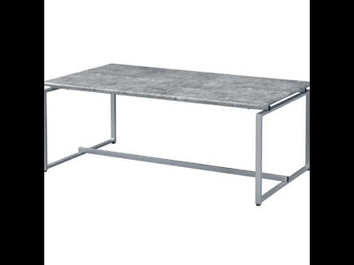 52'' Modern Faux Concrete and Silver Coffee Table Set