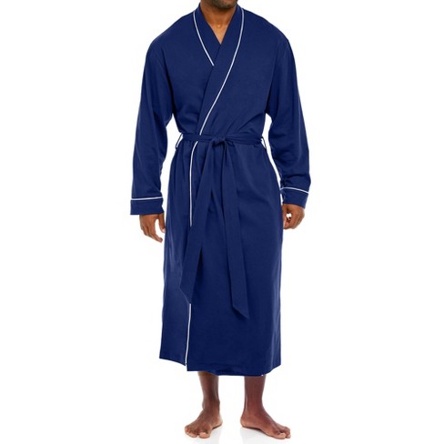 Men's Soft Cotton Knit Jersey Long Lounge Robe With Pockets, Bathrobe :  Target