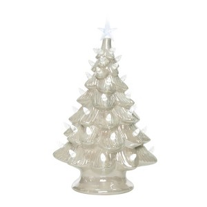 Transpac 13.6 in. White Holiday Tree with Pearlescent Glaze - 1 of 4