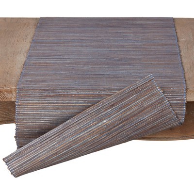 Blue-Grey Jute Woven Table Runner with Metallic Shimmer