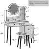Elecwish Vanity Desk with Mirror and Lights and Stool, Makeup Vanity Set with 4 Drawers & Shelves, Vanity Table with Adjustable Brightness & 3 LED - 2 of 4