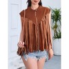 Women's Fringe Vest 70s Denim Zip Up Jacket Hippie Sleeveless Loose Costume - 3 of 4