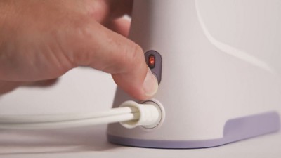 Compact Gray and White Foldable Handheld Steamer with Extra Long Cord