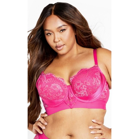 Smart & Sexy Women's Plus Size Retro Lace & Mesh Unlined Underwire Bra  Medium Pink 42ddd : Target