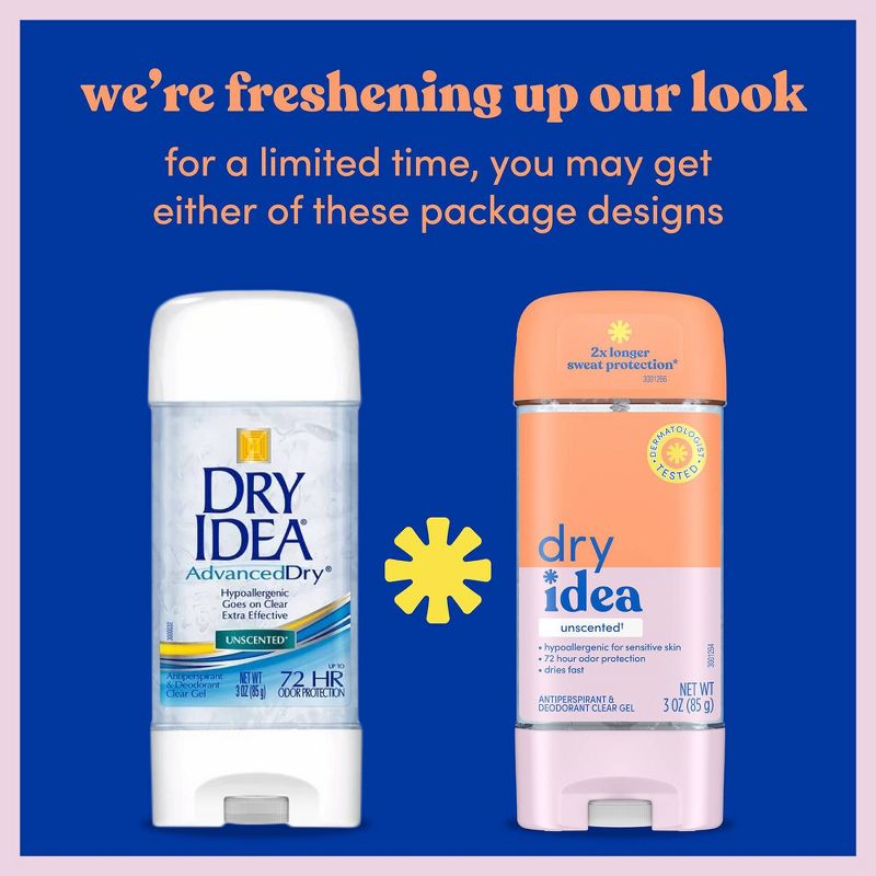 Dry Idea Gel Deodorant &#38; Antiperspirant 2X Longer Sweat Protection 72-Hour Odor Protection Unscented &#38; Hypoallergenic for Sensitive Skin - 3oz, 4 of 10