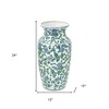 HomeRoots 24" White Blue And Green And White Chinoiserie Porcelain Table Vase - 3 of 4