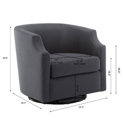 Infinity Ashen Gray Polyester Swivel Barrel Accent Chair