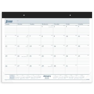 Desk Pad 21.75 x 17 White Sheets Black Binding Clear Corners 12-Month (Jan to Dec): 2025 - 1 of 4