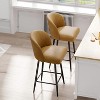 Yellow PU Leather Bar Height Bar Stool, Set of 2, 360° Swivel Upholstered Bar Stool - 4 of 4
