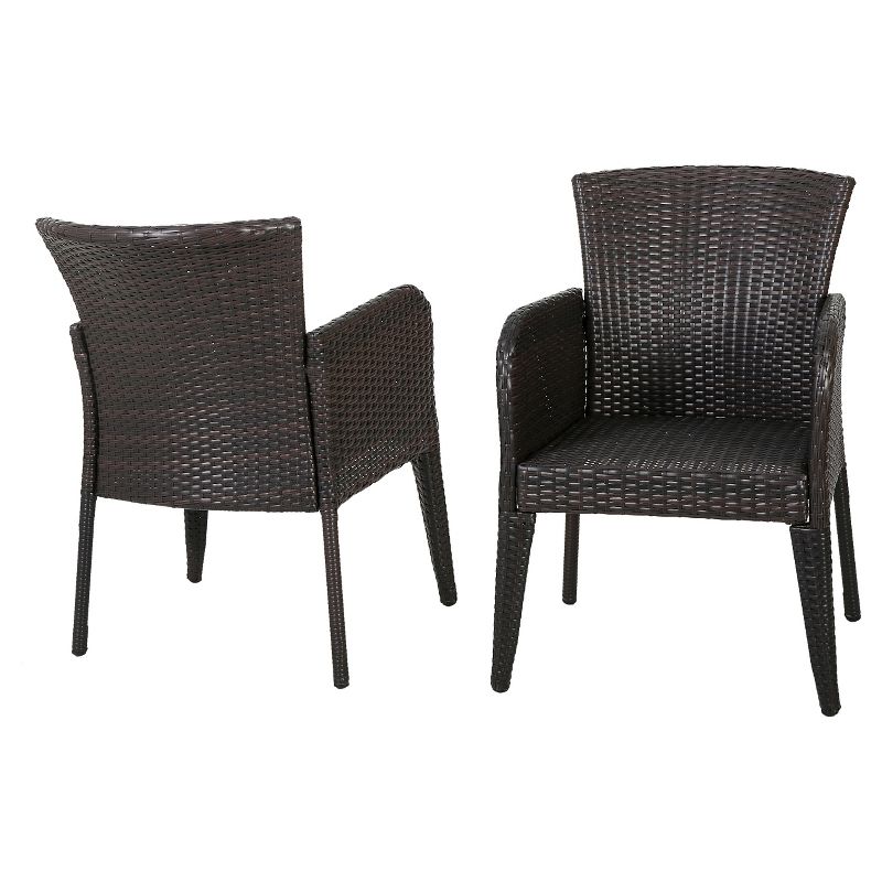 Anaya Set of 2 Wicker Patio Dining Chair - Brown - Christopher Knight Home, 1 of 6