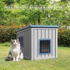 CAVINAS  Dual Entry Outdoor Pet House  for Cats,Sloping Rainproof Roof with Drainage Hole & Simple Assembly,Blue - 3 of 4