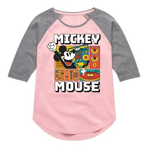 Girls' - Disney - Mickey Wave Form Shirt Tail Raglan Graphic T-shirt - 1 of 4