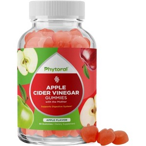 Apple Cider Vinegar Gummies with the Mother, ACV Gummies Supplement for Immune Support, Digestion, Gut Health & Energy Support, Phytoral, 60ct - 1 of 4