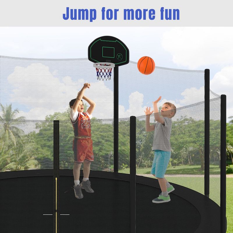 Kids' Trampoline with Safety Net, Basketball Hoop and Ladder - ModernLuxe, 2 of 10
