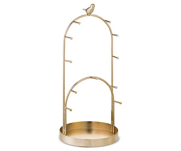 Arched Jewelry Storage Stand with Bird Gold - West Emory