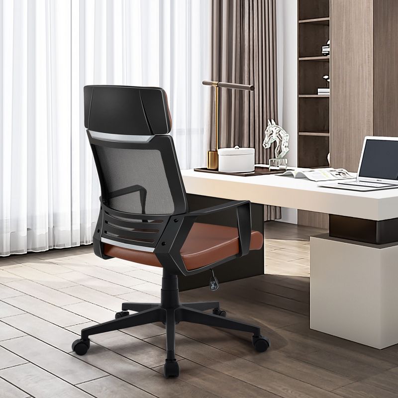 Yaheetech Ergonomic Mesh Office Chair Height Adjustable Computer Chair, Brown, 2 of 9