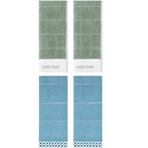 REGALWOVEN 4 Pcs Checked Absorbent Soft Decorative Bathroom Hand Towel 14 x 30 Inch - 1 of 4
