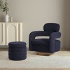 WestinTrends Alexandria Mid-Century Modern Faux Shearling Swivel Barrel Accent Chair With Storage Ottoman - 2 of 4