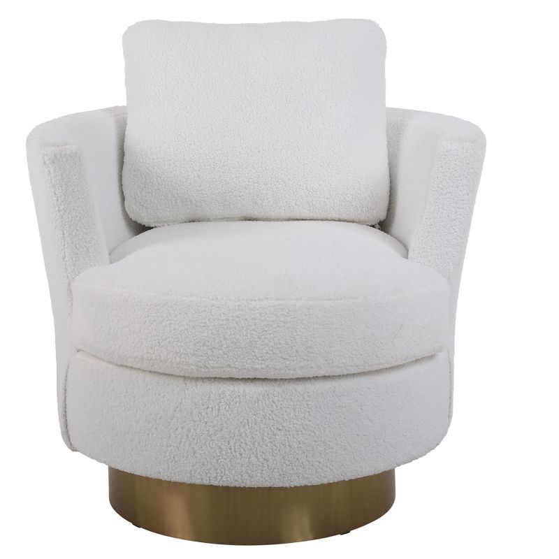 Teddy Fabric Swivel Bucket Chair, Living Room Armchair with Gold Metal Base - ModernLuxe, 4 of 10