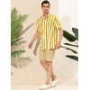 Lars Amadeus Men's Stripe Short Sleeved Color Block Button Down Beach Shirt - 4 of 4