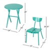 3-Piece Outdoor Iron Bistro Set for Backyard Garden in Teal - 4 of 4