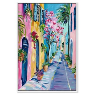 Art Remedy The Colorful Streets Colorful Coastal Wall Art Framed - 1 of 4