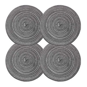 4 Pcs Tea Time Round Braided Table Mats Dining Kitchen Linen Table Mats Indoor Outdoor Ramie Placemats 7 inch, Grey - 1 of 2