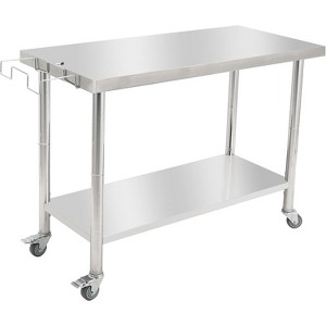 48"x24" Stainless Steel Prep Table w/ Undershelf & Wheels - Heavy-Duty Commercial Worktable for Kitchens - 1 of 4