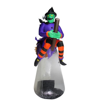 Northlight 10' Halloween Prelit LED Inflatable Flying Witch with Animation Outdoor Decoration - Purple/Black