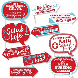 Big Dot of Happiness Funny Nurse Graduation - Medical Nursing Graduation Party Photo Booth Props Kit - 10 Piece - 1 of 4
