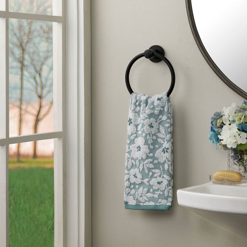 2pc Floral Jacquard Hand Towel Set Moss Green - SKL Home, 4 of 7