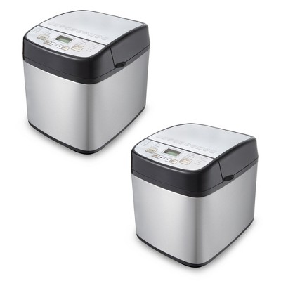 Sybo BM8061 800 Watt 19-in-1 Programmable Automatic Pro Bread Maker Machine with Non Stick Loaf Pan, Delay Timer, and Keep Warm Setting, Gray, 2 Pack