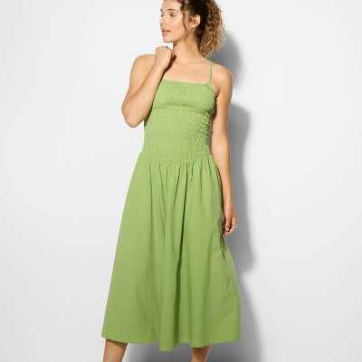 Women's Dropped Basque Waist Midi A-Line Dress - Wild Fable™ Green
