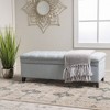 Kumasinova 50" Wide Tufted Storage Ottoman, Upholstered Ottoman with Storage, Rectangle Storage Bench with Hinged Lid, Espresso Wood Frame, Foot Stool - 4 of 4