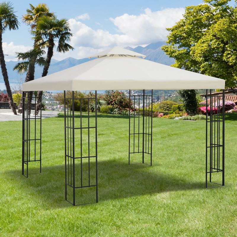 Outsunny 9.8' x 9.8' Gazebo Replacement Canopy, 2-Tier Top Cover for 9.84' x 9.84' Outdoor Gazebo Models 01 -0153 & 100100-076, Cream (TOP ONLY), 3 of 7
