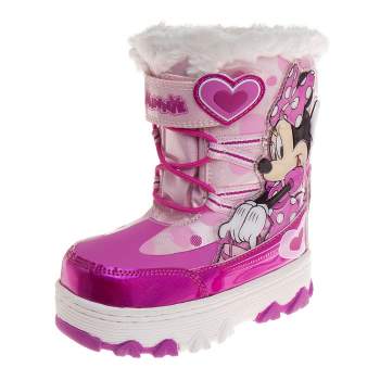 Minnie Mouse Fur Lined Insulated Waterproof Winter Snow Boots - girl boots size 6-12 (Toddler/Little Kid)